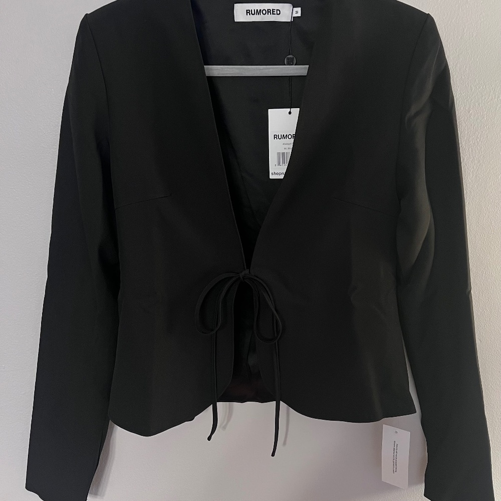 Rumored Waldorf Top Long Sleeve Tie Front Layering Jacket Shirt NWT